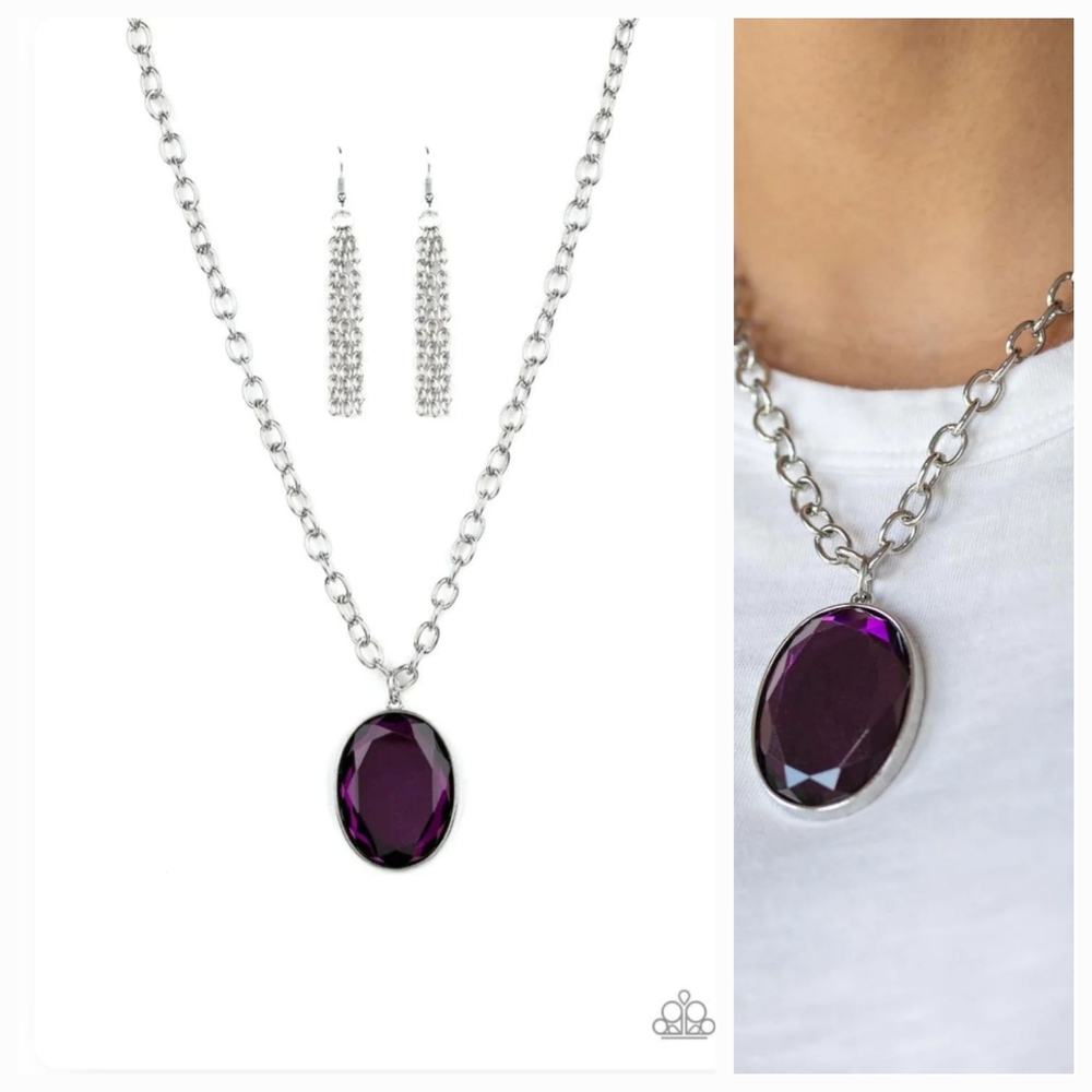 LIGHT AS HEIR PURPLE NECKLACE/EARRING SET